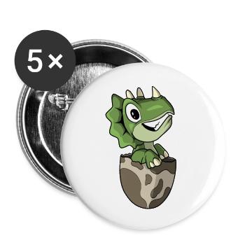 Tricératops Dessin animé Dinosaures - Lot de 5 grands badges (56 mm) - blanc - Devant