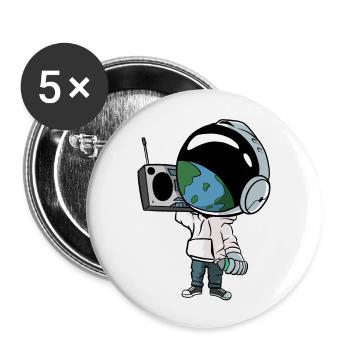Astronaut with 80s cassette recorder - Buttons large 2.2''/56 mm (5-pack) - white - Front