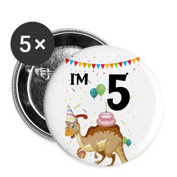 Paleontology Teacher and Parasaurolophus Motif - Buttons large 2.2''/56 mm (5-pack) - white - Front