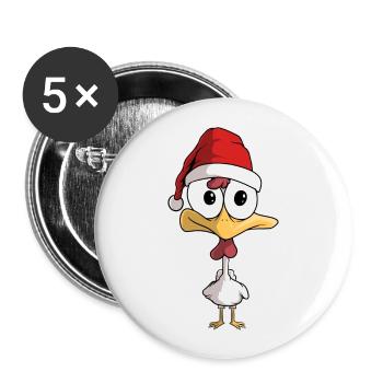 Funny Santa Claus Chicken - Buttons large 2.2''/56 mm (5-pack) - white - Front