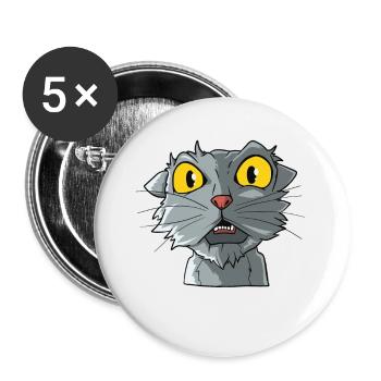 Cat Cat Eyes Yellow Cats - Buttons large 2.2''/56 mm (5-pack) - white - Front