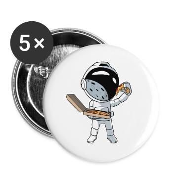 Pizza Astronaut - Buttons large 2.2''/56 mm (5-pack) - white - Front