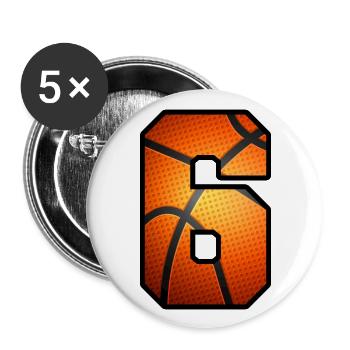Kinder 6. Geburtstag Basketballspieler 6 Jahre alt - Buttons groß 56 mm (5er Pack) - Weiß - Vorne