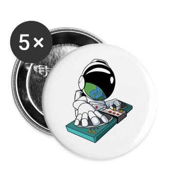 DJ Astronaut Disc Jockey - Buttons large 2.2''/56 mm (5-pack) - white - Front
