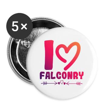 J’adore la fauconnerie - Lot de 5 grands badges (56 mm) - blanc - Devant