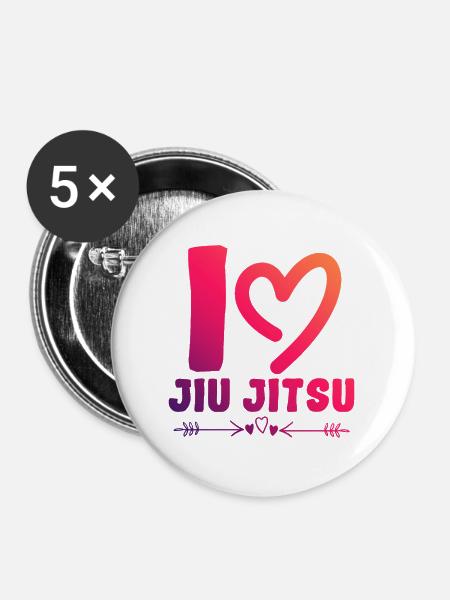 Ich liebe Jiu Jitsu - Buttons groß 56 mm (5er Pack) - Weiß