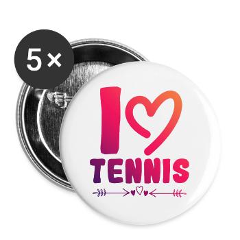 Ich liebe Tennis - Buttons groß 56 mm (5er Pack) - Weiß - Vorne