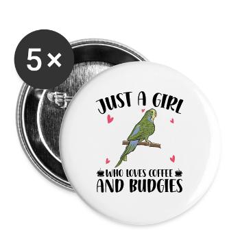 Budgerigar Gift Ideas | Pets Animals Birds - Buttons large 2.2''/56 mm (5-pack) - white - Front