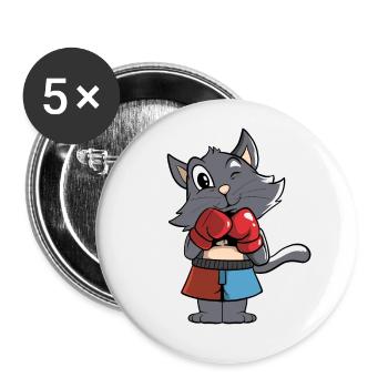 Boxing Cat Boxer Cat Lovers - Buttons large 2.2''/56 mm (5-pack) - white - Front
