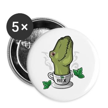 Tea-Rex Tea Time Tea Drinker Dinosaurs - Buttons large 2.2''/56 mm (5-pack) - white - Front