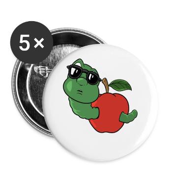Cute worm in an apple - Buttons large 2.2''/56 mm (5-pack) - white - Front