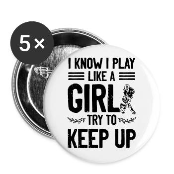 fieldhockey girl - Buttons groß 56 mm (5er Pack) - Weiß - Vorne