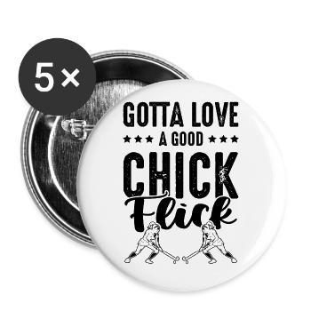 Fille de hockey sur gazon - Lot de 5 grands badges (56 mm) - blanc - Devant