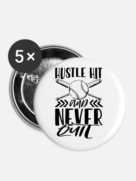 baseball hustle - Buttons groß 56 mm (5er Pack) - Weiß