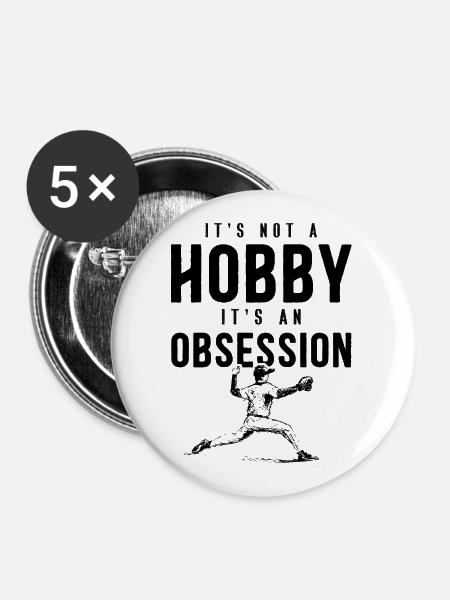 baseball hobby - Buttons groß 56 mm (5er Pack) - Weiß