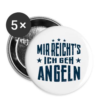 Angler Fischer angeln Sportangler Anglersprüche . - Buttons groß 56 mm (5er Pack) - Weiß - Vorne