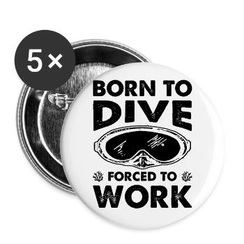 Born to dive - Buttons large 2.2''/56 mm (5-pack) - white - Front