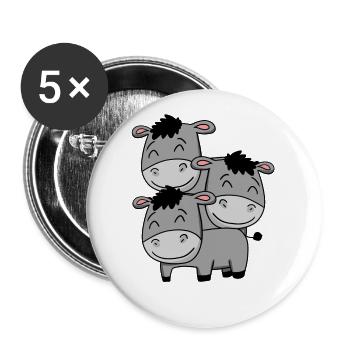 Niedliche Esel - Buttons groß 56 mm (5er Pack) - Weiß - Vorne