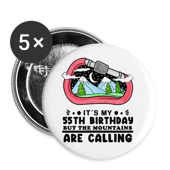 Wandern 55. Geburtstag Wanderer 55 Jahre alt - Buttons groß 56 mm (5er Pack) - Weiß - Vorne