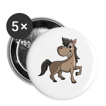 Cheval de dessin animé mignon - Lot de 5 grands badges (56 mm) - blanc - Devant