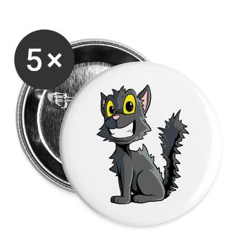 Ugly Black Cat - Buttons large 2.2''/56 mm (5-pack) - white - Front