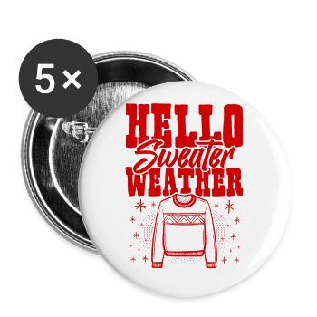 Hello Sweater Weather - Buttons groß 56 mm (5er Pack) - Weiß - Vorne