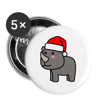 Nashorn Weihnachten Comic Xmas - Buttons groß 56 mm (5er Pack) - Weiß - Vorne