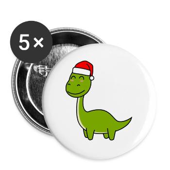 Dinosaure brontosaure Noël Noël - Lot de 5 grands badges (56 mm) - blanc - Devant