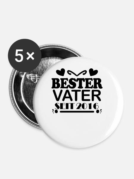 Bester Vater seit 2016 - Buttons groß 56 mm (5er Pack) - Weiß