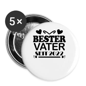 Bester Vater seit 2022 - Buttons groß 56 mm (5er Pack) - Weiß - Vorne