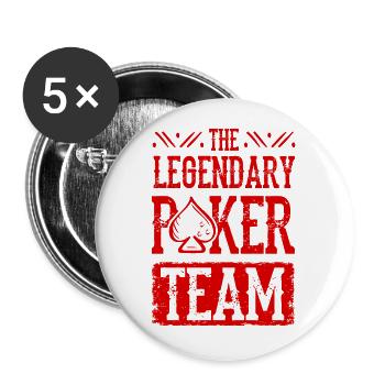 Poker Team - Buttons groß 56 mm (5er Pack) - Weiß - Vorne