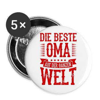 Beste Oma der Welt - Buttons groß 56 mm (5er Pack) - Weiß - Vorne