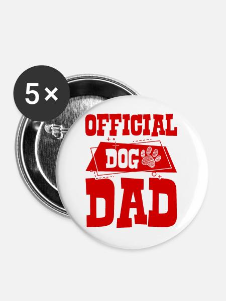 Hunde Papa - Buttons groß 56 mm (5er Pack) - Weiß