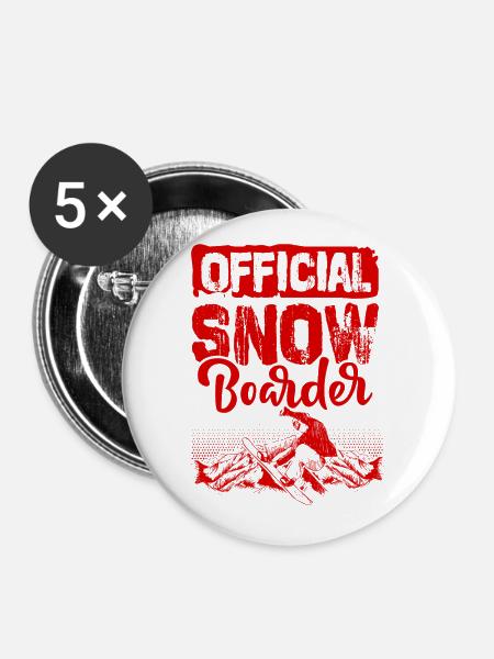 Official Snowboarder - Buttons groß 56 mm (5er Pack) - Weiß