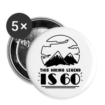 Berg Wandern 60. Geburtstag Wanderer 60 Jahre alt - Buttons groß 56 mm (5er Pack) - Weiß - Vorne