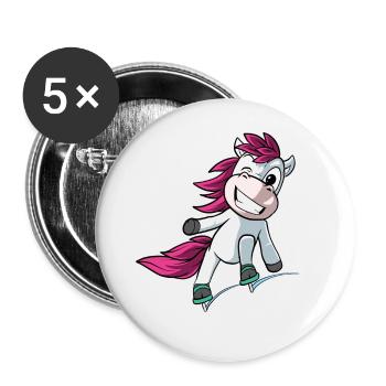 Eiskunstläuferin Einhorn Eislaufen - Buttons groß 56 mm (5er Pack) - Weiß - Vorne