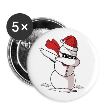 Dabbing snowman with Christmas hat - Buttons large 2.2''/56 mm (5-pack) - white - Front