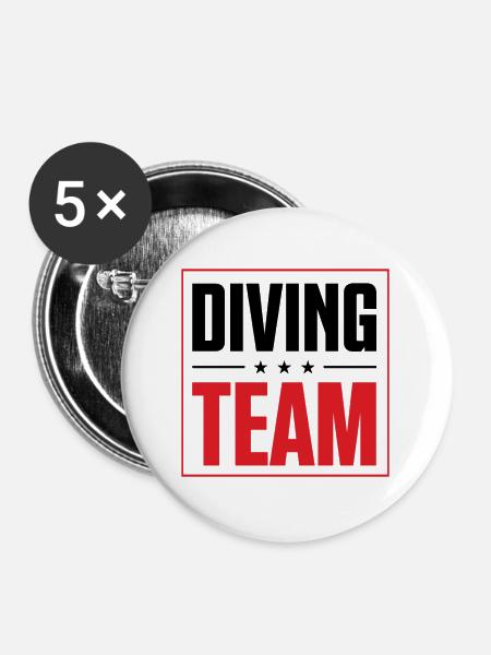 Diving Team - Buttons groß 56 mm (5er Pack) - Weiß