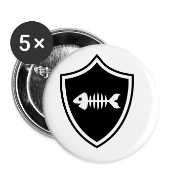 Fisch Wappen Knochen Gräte - Buttons groß 56 mm (5er Pack) - Weiß - Vorne