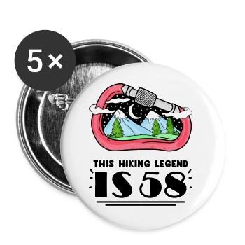 58. Geburtstag Wanderer 58 Jahre alt Berg Wandern - Buttons groß 56 mm (5er Pack) - Weiß - Vorne