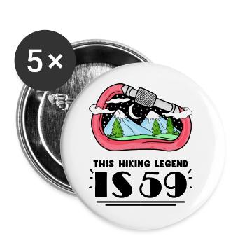 59. Geburtstag Wanderer 59 Jahre alt Berg Wandern - Buttons groß 56 mm (5er Pack) - Weiß - Vorne
