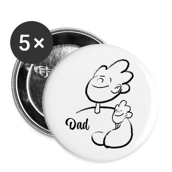 Illustration Père et Fils - Lot de 5 grands badges (56 mm) - blanc - Devant