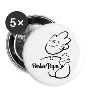 Bester Papa und Sohn Illustration - Buttons groß 56 mm (5er Pack) - Weiß - Vorne