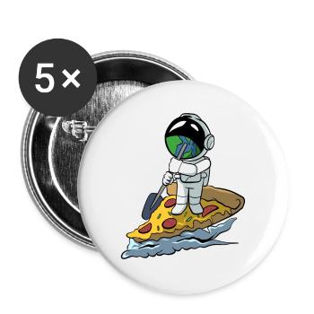 Astronaut Stand Up Paddling Pizza - Buttons large 2.2''/56 mm (5-pack) - white - Front