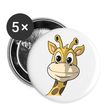 Giraffe niedliches Geschenk Giraffenkopf Tier Zoo - Buttons groß 56 mm (5er Pack) - Weiß - Vorne