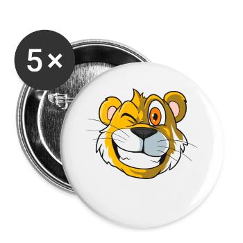 Cute Cartoon Tiger Head Tiger - Buttons large 2.2''/56 mm (5-pack) - white - Front