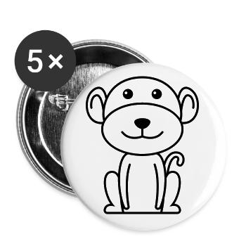 Monkey Comic Animal - Buttons large 2.2''/56 mm (5-pack) - white - Front