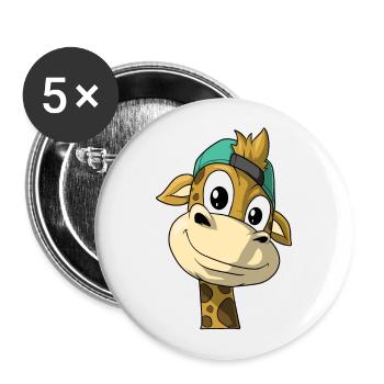Giraffe niedliches Geschenk Giraffenkopf Tier Zoo - Buttons groß 56 mm (5er Pack) - Weiß - Vorne