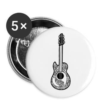 Guitare Guitariste Musique - Lot de 5 grands badges (56 mm) - blanc - Devant