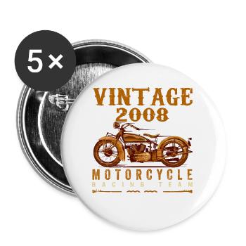 Les légendes sont nées en 2008 et conduisent des motos - Lot de 5 grands badges (56 mm) - blanc - Devant